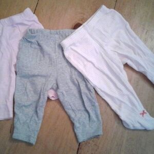 Carter's Baby Girl Pants 3-Pair Bundle Pink, Gray, Ruffles & Bows Size 3 Months